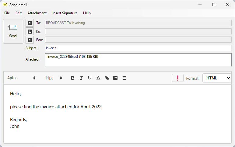 Using Print2Email in Broadcast Mode